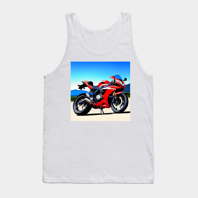 Red Super Sportbike Motorcycle Tank Top by BAYFAIRE